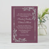 Invitation simple cadre argent plum (Debout devant)