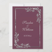 Invitation simple cadre argent plum (Dos)