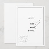 Invitation Simple Cadre de Bordure de Script Noir et Blanc Ma (Devant / Derrière)