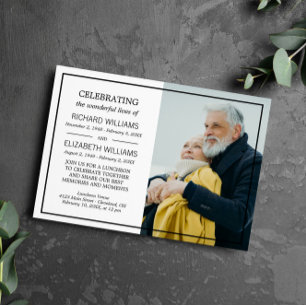 Invitation Simple cadre noir photo double mémorial