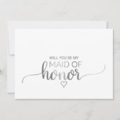 Invitation Simple Calligraphie Argent Maid Of Honor Propositi (Devant)