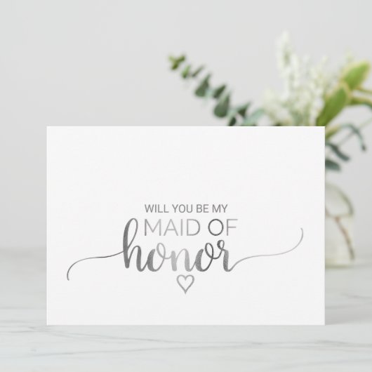 Invitation Simple Calligraphie Argent Maid Of Honor Propositi (Debout devant)