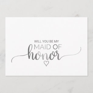 Invitation Simple Calligraphie Argent Maid Of Honor Propositi
