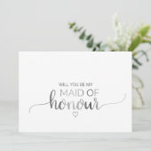 Invitation Simple Calligraphie Argent Maid Of Honor Propositi (Debout devant)