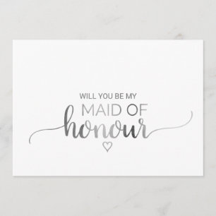 Invitation Simple Calligraphie Argent Maid Of Honor Propositi