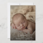 Invitation Simple calligraphie Genre Baptême Neutre Photo (Devant)