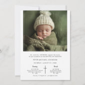 Invitation Simple calligraphie Genre Baptême Neutre Photo (Dos)