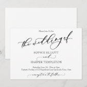 Invitation Simple Calligraphie Luxueuse Le Mariage De (Devant / Derrière)
