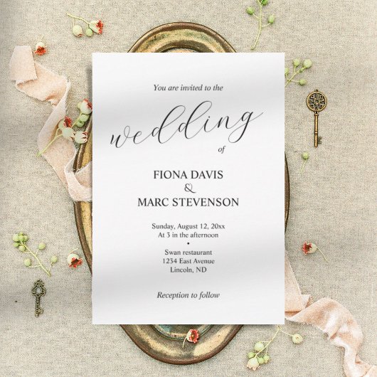 Invitation Simple calligraphie minimaliste mariage
