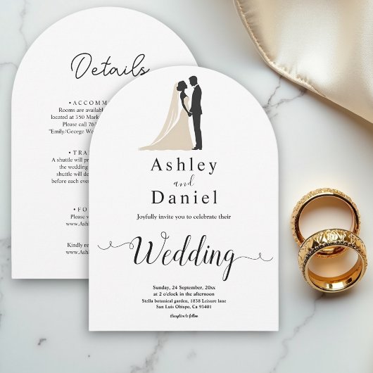 Invitation Simple calligraphie noir et blanc Mariage romantiq