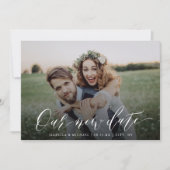 Invitation Simple calligraphie photo changer la date Postpone (Devant)