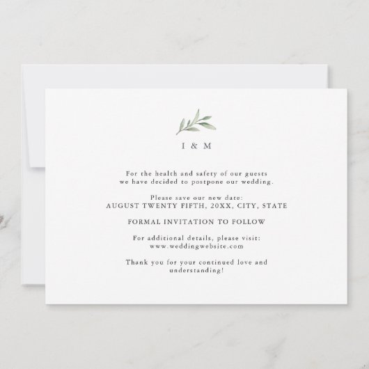 Invitation Simple calligraphie photo changer la date Postpone (Dos)