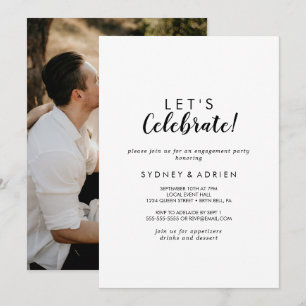 Invitation Simple Calligraphie Photo Fêtons la fête