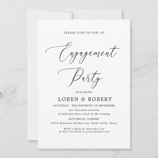 Invitation Simple calligraphie Rustique (Devant)