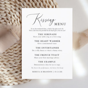 Invitation Simple calligraphie Rustique Mariage Kissing Menu