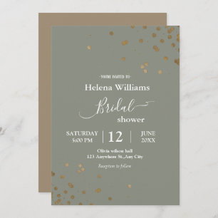 Invitation Simple calligraphie Sage Vert & Or