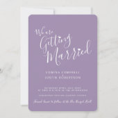 Invitation Simple calligraphie texte violet blanc coeur maria (Devant)