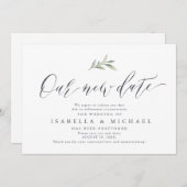 Invitation Simple calligraphie verte enregistrer la nouvelle (Devant / Derrière)