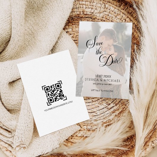 Invitation Simple Calligraphy Overlay Photo Save the Date