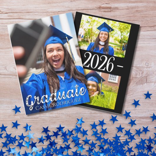 Invitation Simple Calligraphy Photo Graduation Annoucement