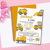 Invitation Simple camion de construction enfants mignonne 4e 