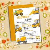 Invitation Simple camion de construction enfants mignonne 4e 