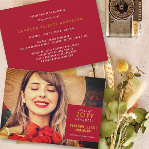 Invitation Simple Carré Minimaliste Photo Fête de Remise des 