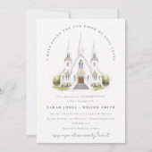 Invitation Simple catholique Fiançailles de l'église aquarell (Devant)