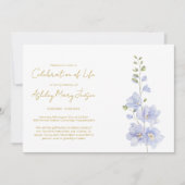 Invitation Simple célébration de la vie de Delphinium (Devant)