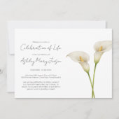 Invitation Simple Célébration de la Vie de Lys Calla Funérail (Devant)