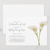 Invitation Simple Célébration de la Vie de Lys Calla Funérail (Devant / Derrière)