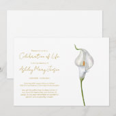 Invitation Simple Célébration de la Vie de Lys Calla Funérail (Devant / Derrière)