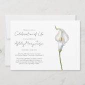 Invitation Simple Célébration de la Vie de Lys Calla Funérail (Devant)