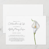 Invitation Simple Célébration de la Vie de Lys Calla Funérail (Devant / Derrière)