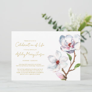 Invitation Simple Célébration de la vie de Magnolia Funéraill