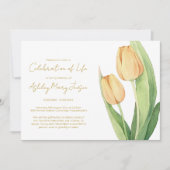 Invitation Simple Célébration de la Vie de Tulipe Funérailles (Devant)