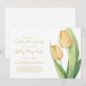 Invitation Simple Célébration de la Vie de Tulipe Funérailles (Devant / Derrière)