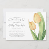 Invitation Simple Célébration de la Vie de Tulipe Funérailles (Devant)