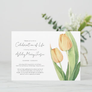 Invitation Simple Célébration de la Vie de Tulipe Funérailles