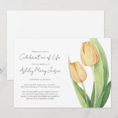 Invitation Simple Célébration de la Vie de Tulipe Funérailles (Devant / Derrière)