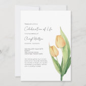 Invitation Simple Célébration de la vie de tulipes Funéraille (Devant)