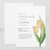 Invitation Simple Célébration de la vie de tulipes Funéraille (Devant / Derrière)