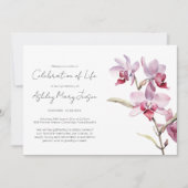 Invitation Simple Célébration de la vie d'orchidée Funéraille (Devant)