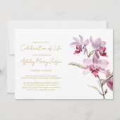 Invitation Simple Célébration de la vie d'Orchidée Funéraille (Devant)