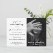 Invitation Simple célébration de la vie Memorial Funeral Phot (Debout devant)