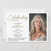 Invitation Simple célébration de la vie - Mémorial photo (Devant)