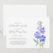 Invitation Simple célébration de vie de Larkspur (Devant / Derrière)