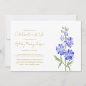 Invitation Simple célébration de vie de Larkspur (Devant)