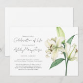 Invitation Simple Célébration de vie de Lily Funérailles (Devant / Derrière)