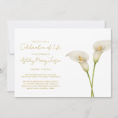 Invitation Simple Célébration de Vie de Lys Calla Funérailles (Devant)